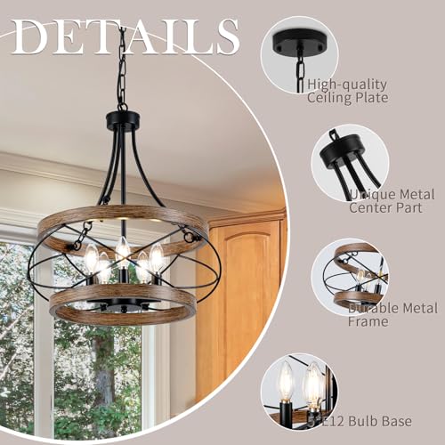 5 Light Farmhouse Chandelier (5 Count)