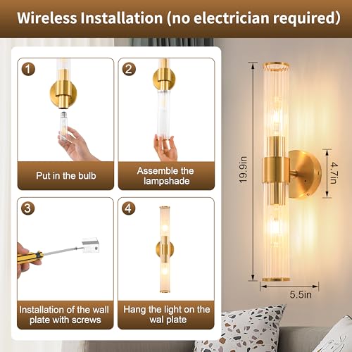 Gold Battery Operated Wall Sconces 1 Pack