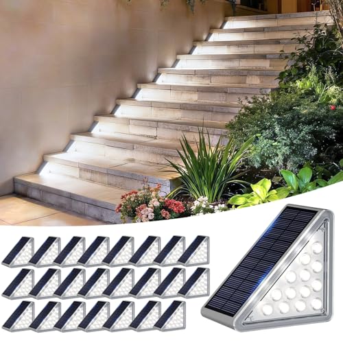 24 Pack Solar Step Lights Outdoor Waterproof