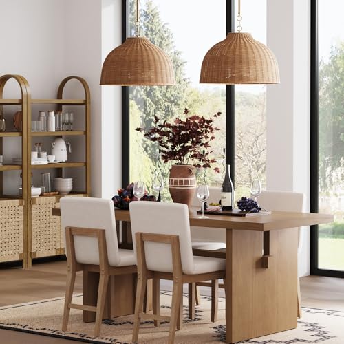 Augustine Modern Farmhouse Rattan Pendant Light (2 Count)