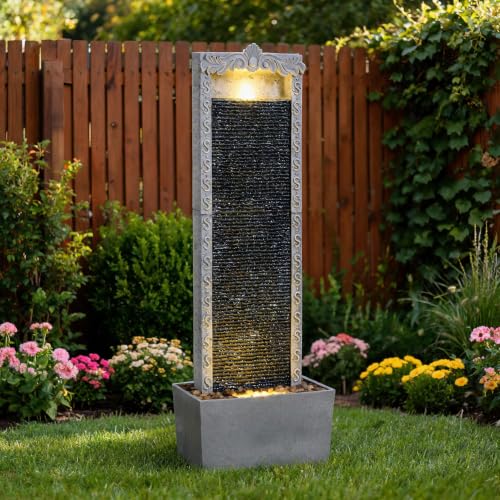 40" Outdoor Water Fountain with Warm LED Lights