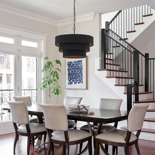 20” Boho Hand Woven Rattan Chandelier Modern 3 Round Adjustable Coastal Pendant Light for Kitchen Island Dining Living Room