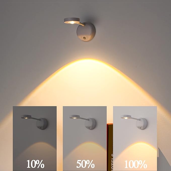 Wireless Picture Light Battery Operated, 2200mAH Rechargeable Painting Light with Motion Sensor and Rotatable Tube, Art Display Light for Picture