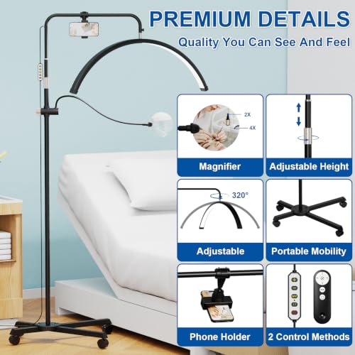 28" Half Moon Light with Wheels&Phone Holder&4X Magnifier