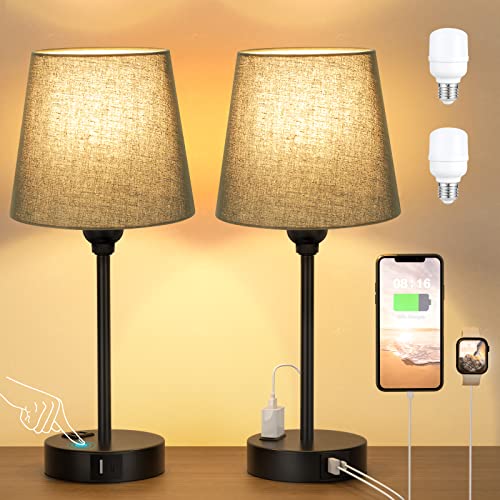 Black Bedside Lamps Set 2 for Bedroom (2 Count)