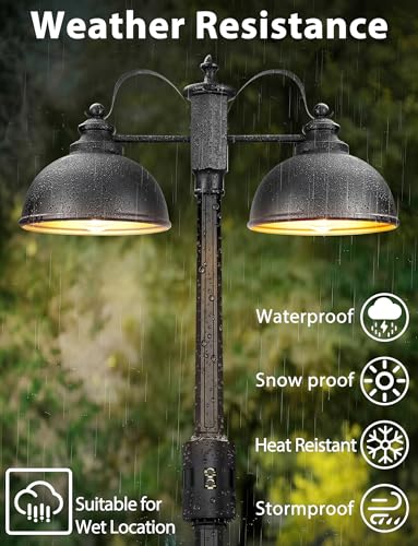 360° Motion Sensor Outdoor Post Lights with GFCI Outlet