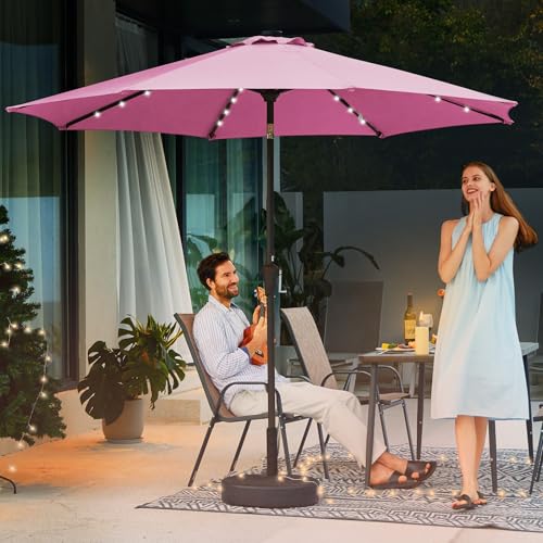 9FT Outdoor Patio Umbrella with Solar Lights