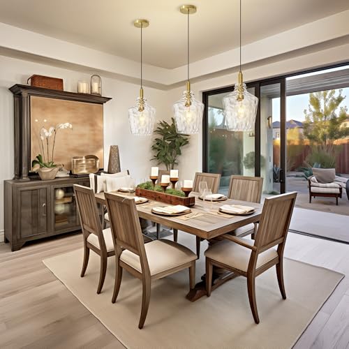 Hammered Glass Pendant Light for Kitchen Island Foyer 1 Pack Gold 8 Inch