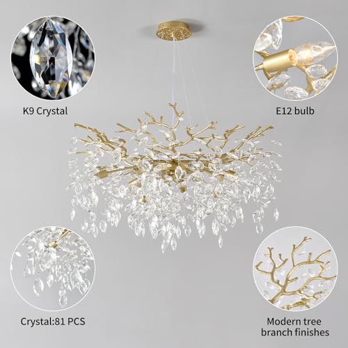 Gold Tree Branch Chandelier 32" 10