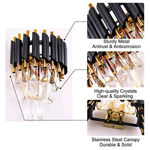 Black and Gold Crystal Wall Sconce