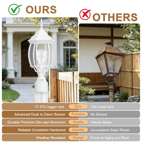 White Dusk to Dawn Outdoor Post Light