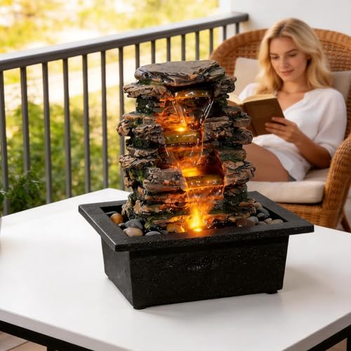 Tabletop Waterfall Fountain with LED Light