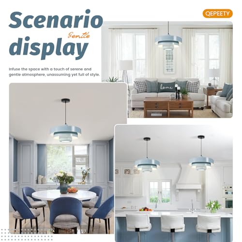 Light Blue Nordic Pendant Light Adjustable Dining Room Ceiling Lamp