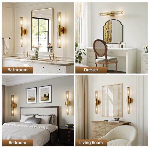 Champagne Gold Battery Operated Wall Sconces Set of 2