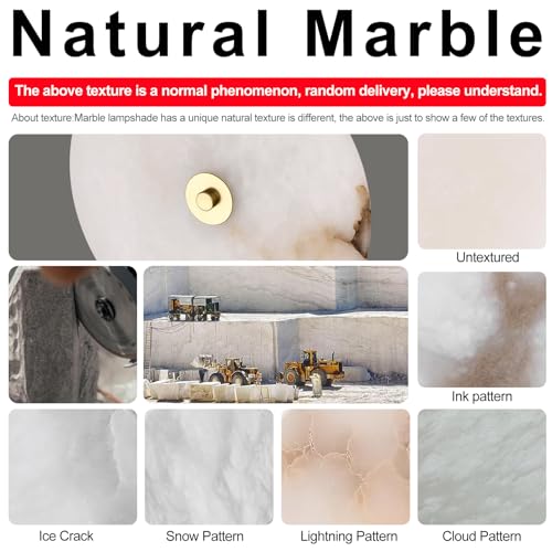 Round Alabaster Wall Sconce Natural White Marble Sconces Set of Two