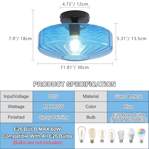 Blue Glass Ceiling Light