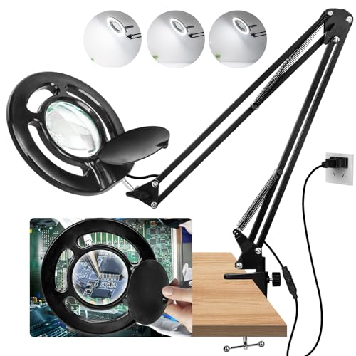 2200 Lumens 12X Long Magnifying Glass with Light and Stand