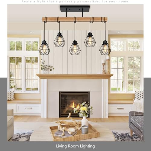 5 Lights Farmhouse Hanging Pendant Light