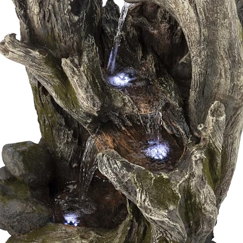 40" Tall 4 Tier Rainforest Tree Trunk Waterfall Fountain with LED Lights