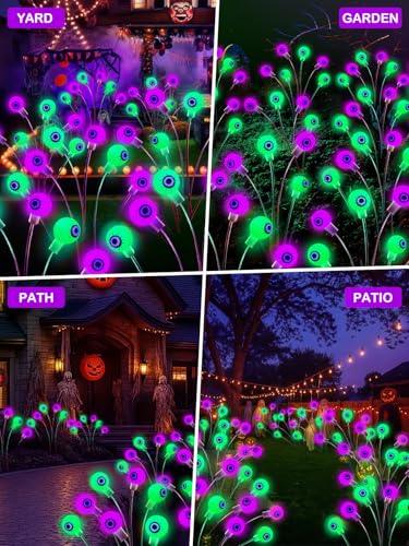 6 Pack Solar Halloween Decorations Outdoor 36 LED Solar Eyeball Lights (6 Count)
