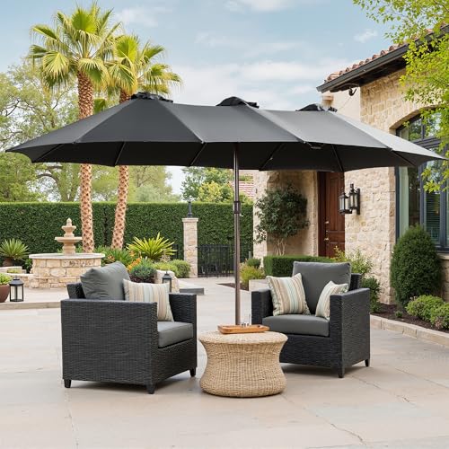 15 Ft Double Head Umbrella Outdoor Patio With Base