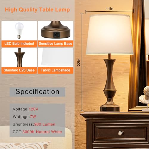 Touch Lamps for Nightstand (2 Count)