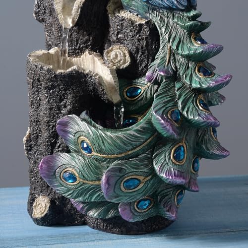 Tabletop Peacock Waterfall Fountain