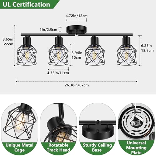 4 Lights Semi Flush Mount Ceiling Light
