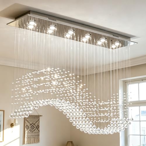 Rectangular Flush Mount Wave Chandelier for Dining Room