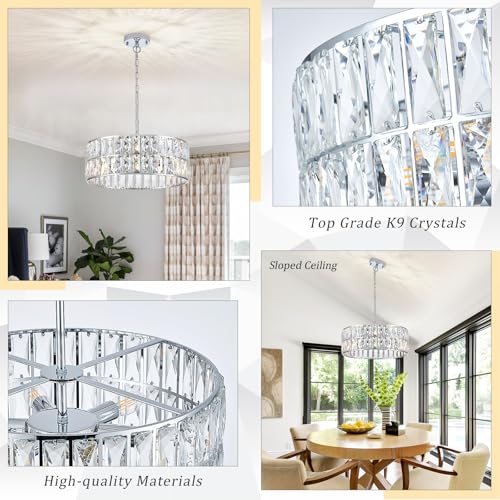 Chrome Crystal Chandelier 18" 6
