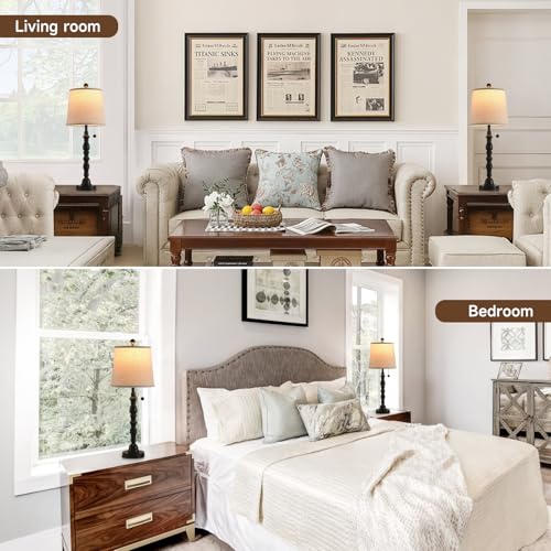 Lamps Set of 2 Modern Farmhouse Table Lamp Bedside Reading Lamps Living Room End Tables Set Lamps for Night Stands Bedroom Night Lamp (2 Count)