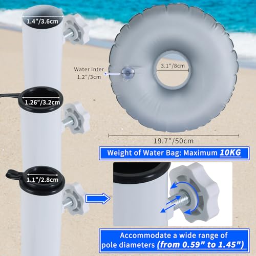 2 Pack Foldable Beach Umbrella Stand with Water Weight Bag