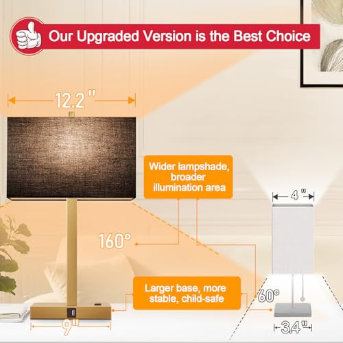 21" Set of 2 Bedside lamp with USB A+C & AC Outlets (2 Count)