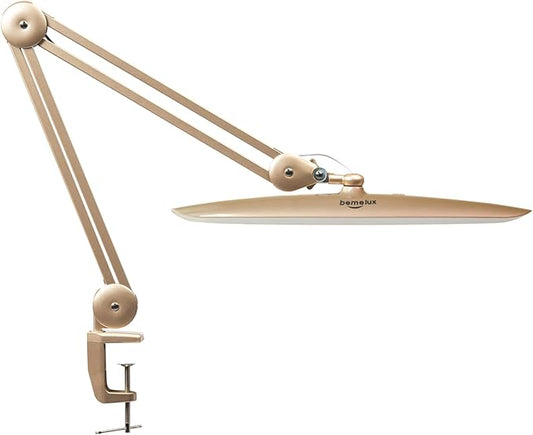 LED Desk Lamp with Clamp, Dimming Task Lamp for Reading Desktop Office Workbench Table Architect Sewing Study Home Craft, 117PCS LEDs, 2200 Lumens 20 Inch Metal Swivel Arm Work Lamp (Gold) - Aura Lighting