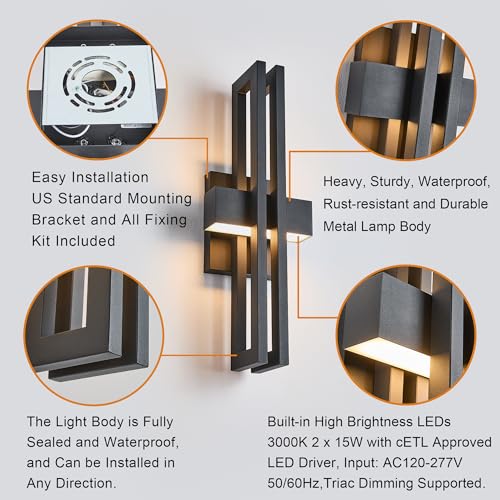 23Inch Large Modern Minimalist Outdoor Wall Light