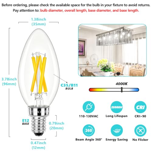 LED Candle Bulbs 100W Equivalent Dimmable (6 Count)