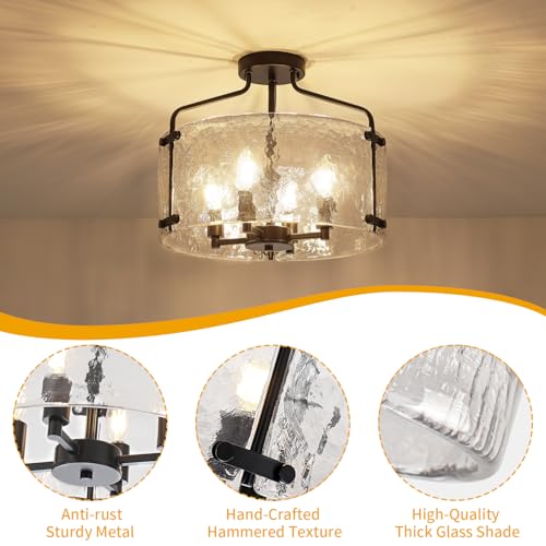 Black Semi Flush Mount Ceiling Lights Modern Entryway Hallway Light Fixture