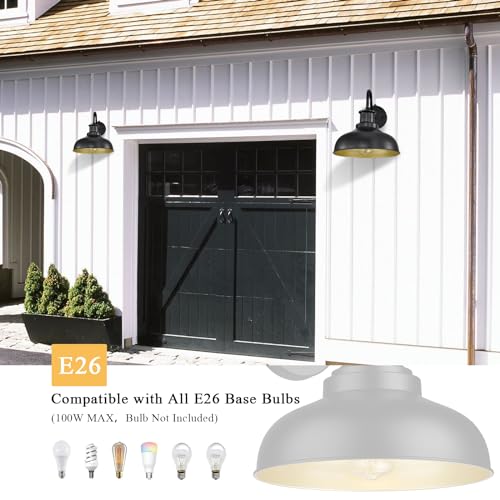 Dusk to Dawn Outdoor Barn Lights Outdoor Wall Sconces Farmhouse Exterior Wall Mount Light Vintage Outside Lighting Fixture Industrial Black Lanterns for Porch Garage Shed Patio (4 Count)