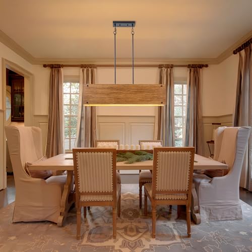 35.4" Farmhouse Wood Texture Chandeliers 4