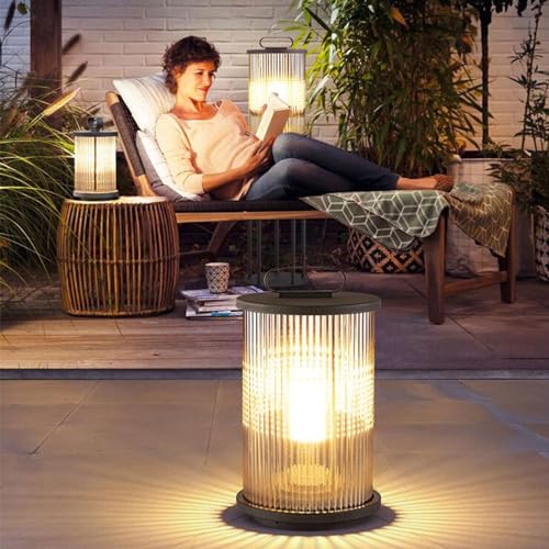 Outdoor Pillar Lamp Cylindrical Landscape Floor Lamp Outdoor Waterproof Column Head Light Stainless Steel Glass Path Lamps Garden Lawn Bollard Lights Patio Driveway Sidewalk Night Lighting Fixtures