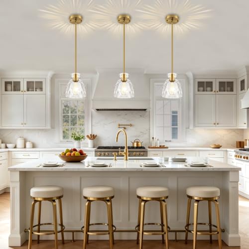 Modern Brushed Gold Pendant Lights Kitchen Island 1 Pack 5.9" Hanging Light