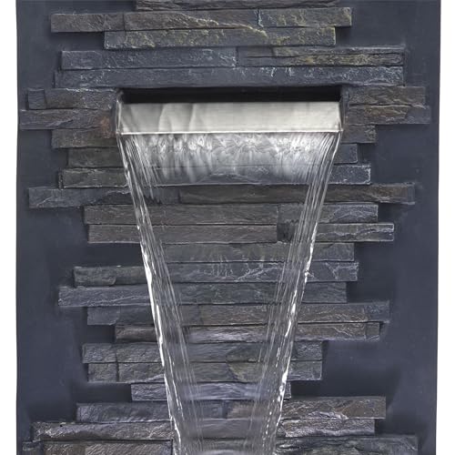 32" Cascading Stone Wall Fountain with LED Lights