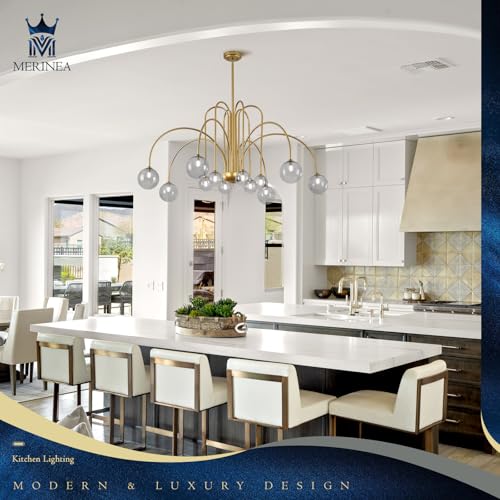 Gold Sputnik Chandelier with Smoke Glass Globe 12 Lights L52 Inch