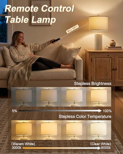 23’’ Dimmable Table Lamps Set of 2 with Remote for Living Room