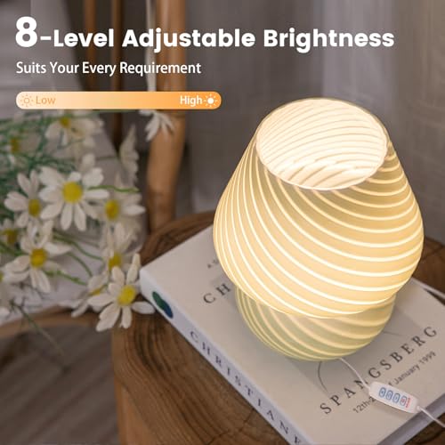 USB Plug in Mushroom Lamp Small Bedside Table Lamp with 3 Temperature LED Bulb