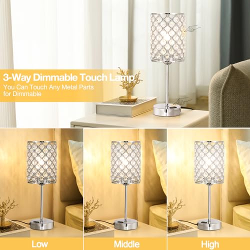 Sliver Crystal Table Lamp with Touch Control