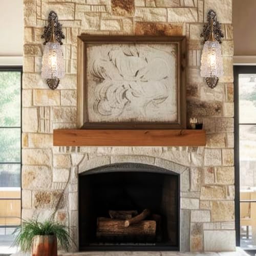 Rustic Glass Wall Sconce Vintage Antique Gothic Bronze Wall Light Fixture Retro Mid Centry Glass Wall Sconce for Bedroom