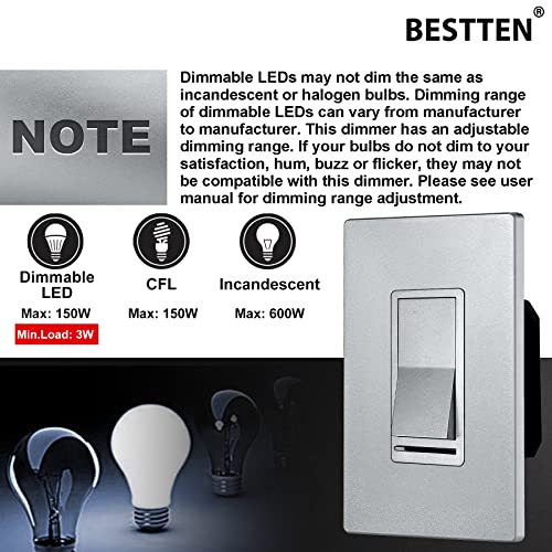 5 Pack Matte Silver Dimmer Light Switch (5 Count)