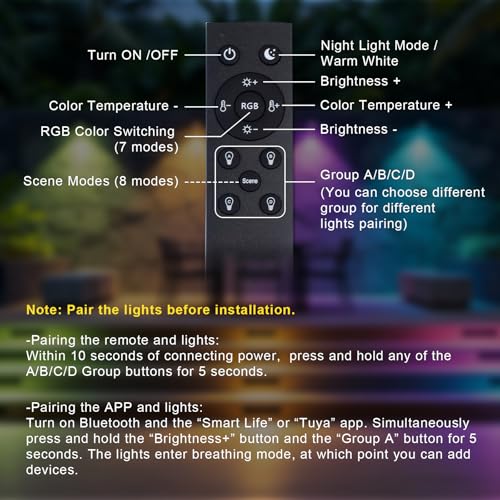 8 Pack 7 Inch RGBCW Retaining Wall Lights (8 Count)