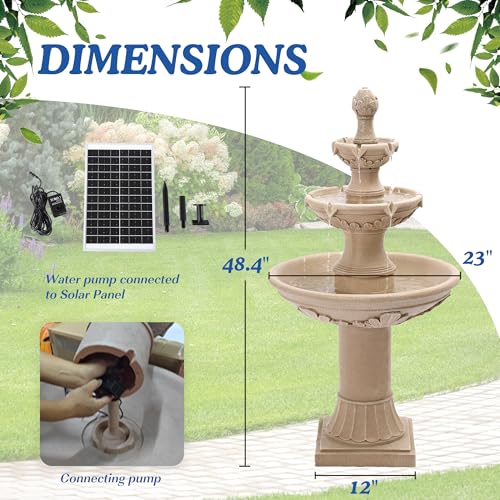 48.4" H Italian Solar Water Fountain Outdoor Fountains and Waterfall